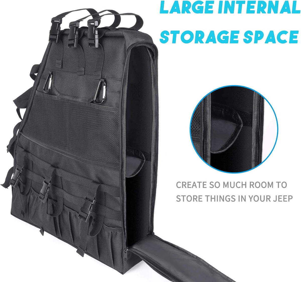Roll Bar Storage Bag Organizer Cargo Cage with Multi-Pockets Tool Holder Saddlebag H771626