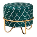 Velvet Ottoman in Green Multi T544338