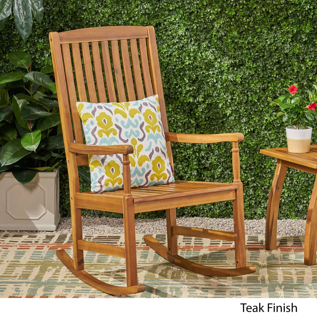 Acacia Wood Rocking Chair Dark Gray M75588