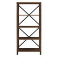 Dark Walnut Metal Bookcase W78190
