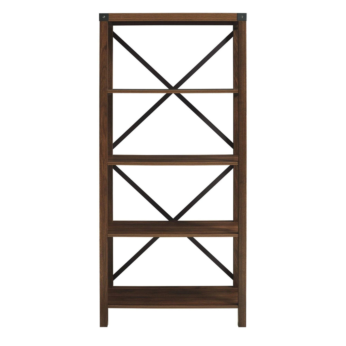 Dark Walnut Metal Bookcase W78190