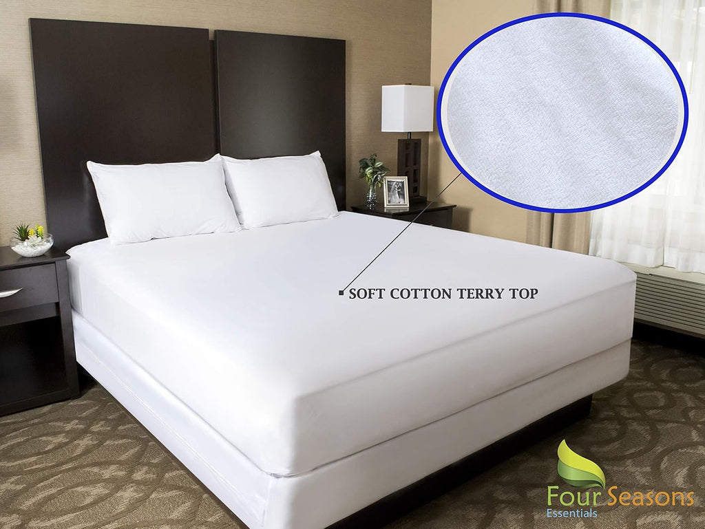 Queen Size Zippered Waterproof Cotton Terry Mattress Protector I97429