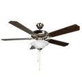 52 inch Brushed Nickel Ceiling Fan with Remote Control and Pull Chain F784