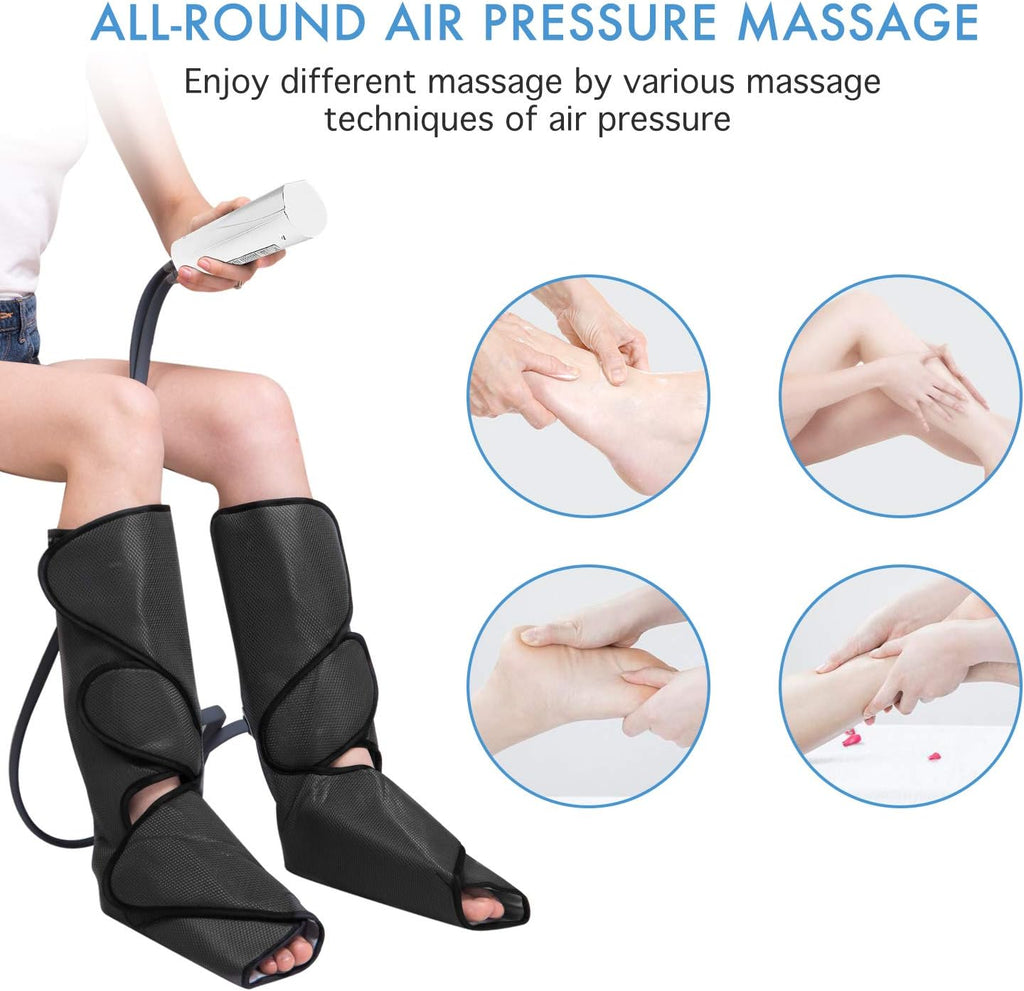 Leg Massager with Portable Handheld Controller - 2 Modes & 3 Intensities (Black) L74356