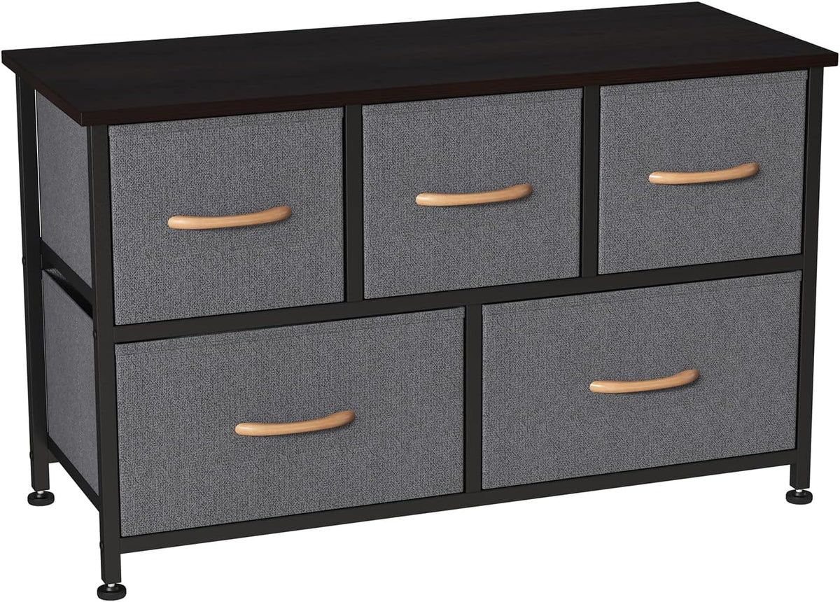 Gray/Natural 5 Drawer Fabric Dresser E717153