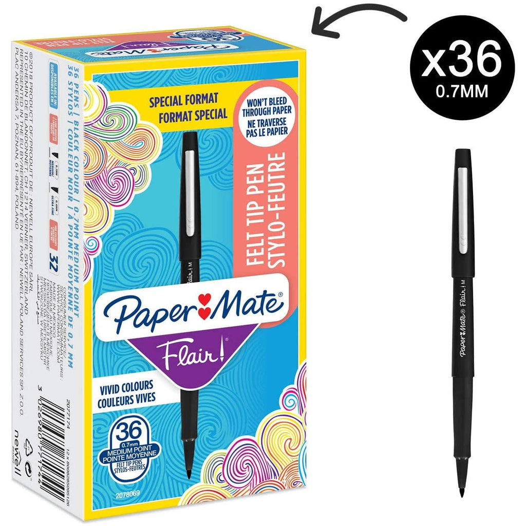 Black Felt Tip Pens, Medium Point (0.7mm), 36 Count P7679