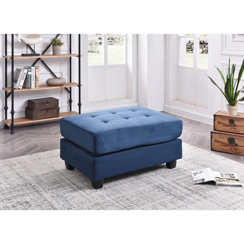 Navy Blue Microsuede Ottoman M7083