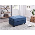 Navy Blue Microsuede Ottoman M7083