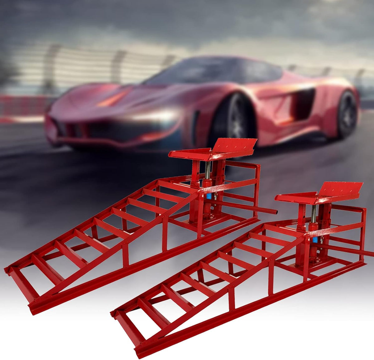2PCS Heavy Duty Hydraulic Car Ramps Lift T94218