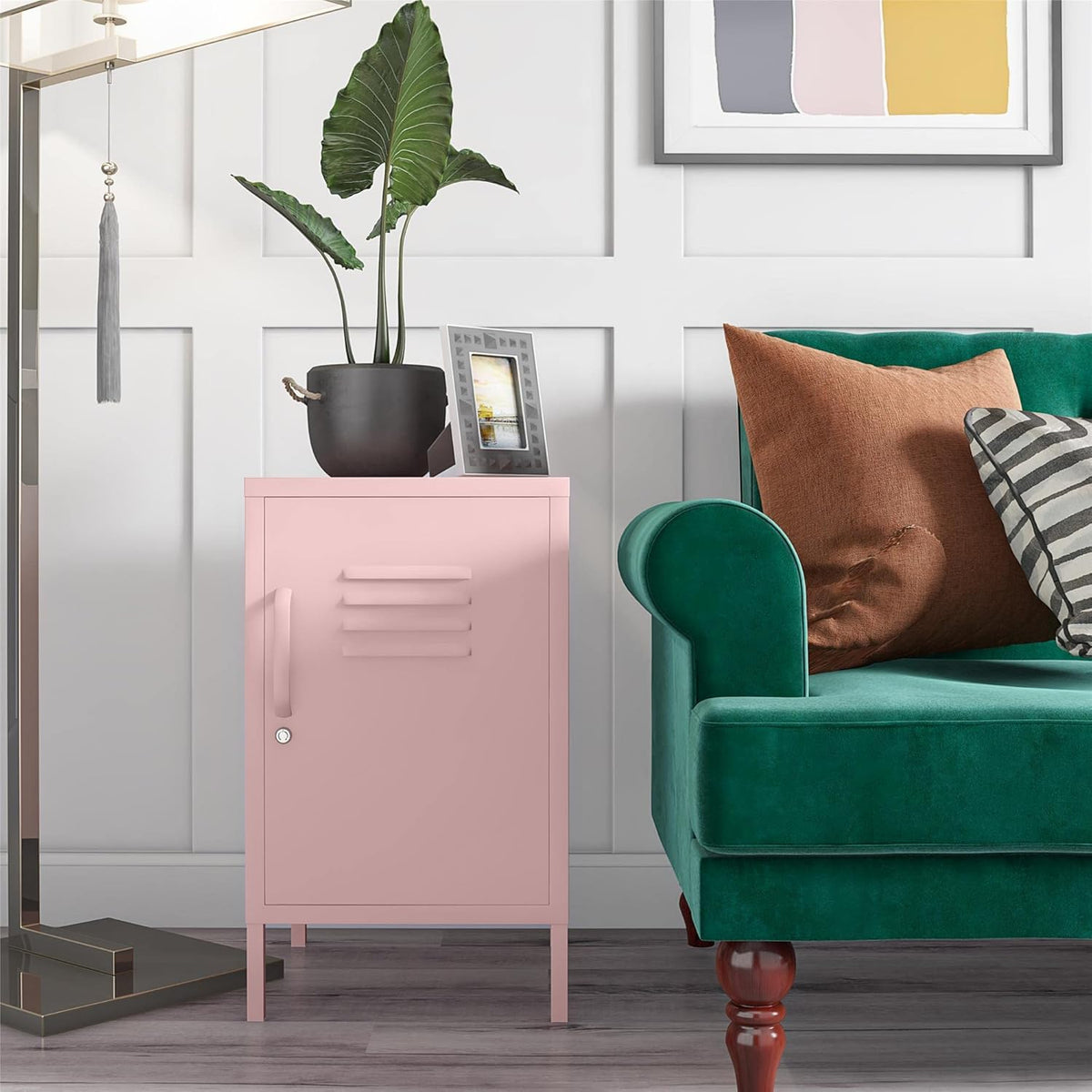 Bashful Pink Metal Locker End Table U678705