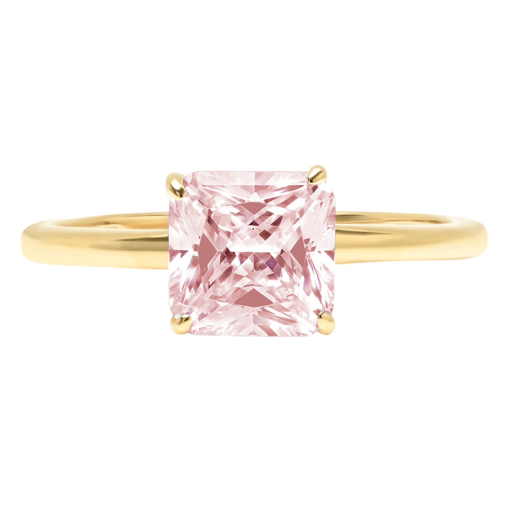 2.5ct Asscher Cut Pink Simulated Diamond 14k Yellow Gold Ring R5890