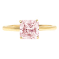 2.5ct Asscher Cut Pink Simulated Diamond 14k Yellow Gold Ring R5890