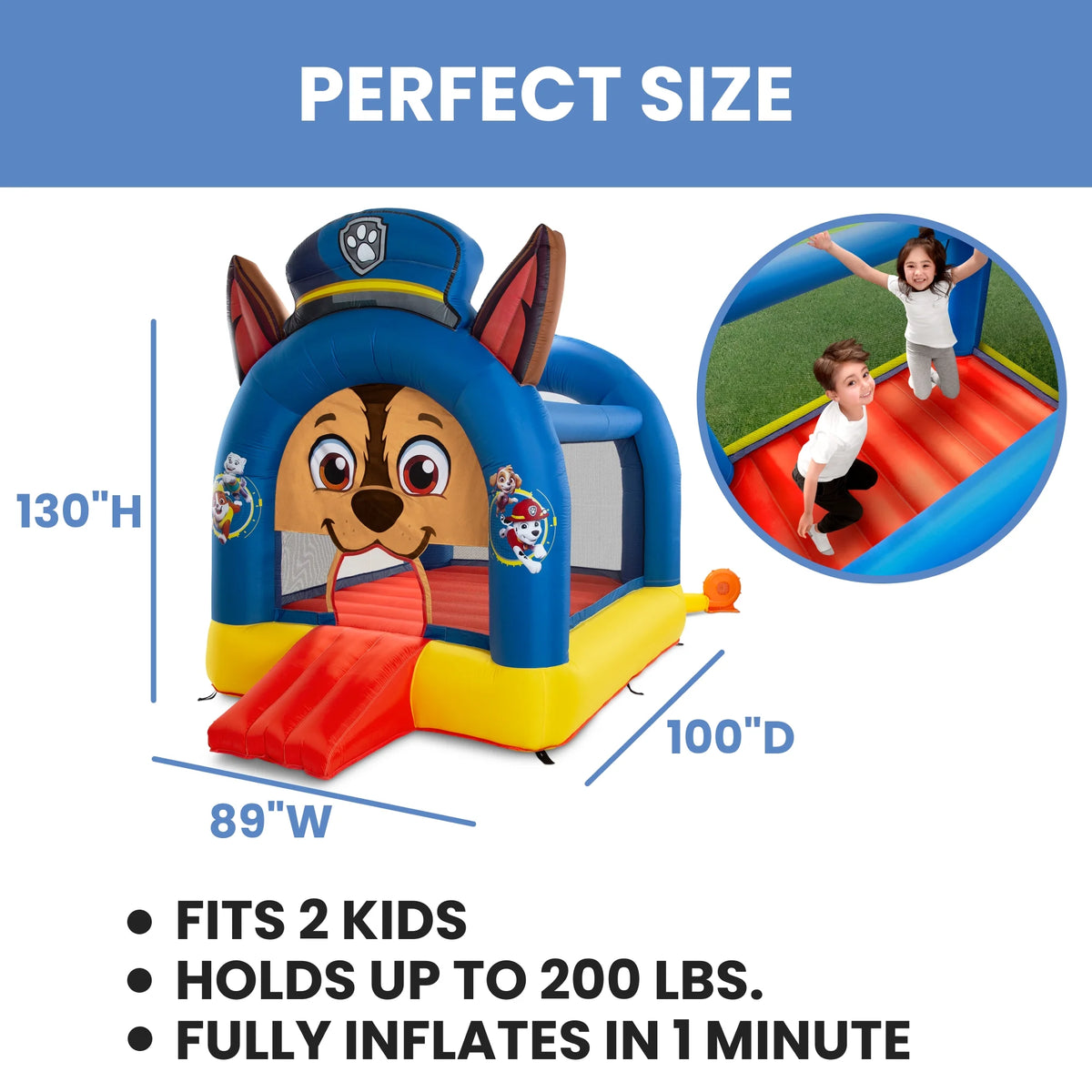 Inflatable Bounce House with Heavy Duty Blower, Ground Stakes, Repair Patches and Storage Bag H14417