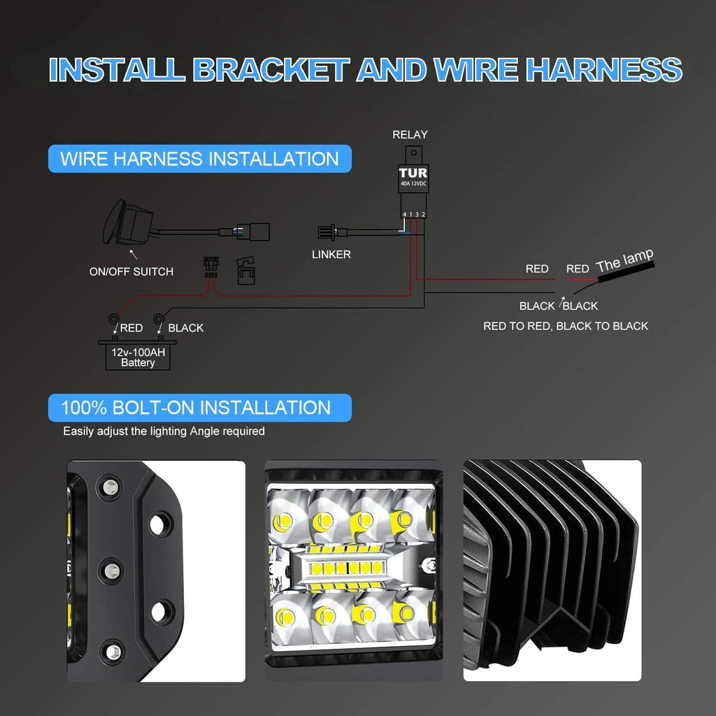 4PCS 42W LED Light Pods Spot Flood Combo Beam Work Light H698747