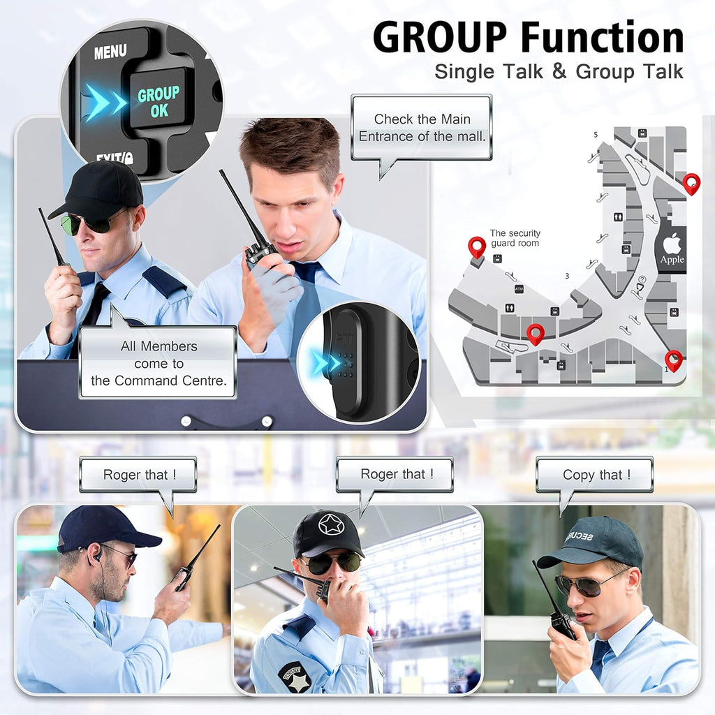 6 Packs UHF Two Way Radios Walkie Talkies with Earpieces E635768