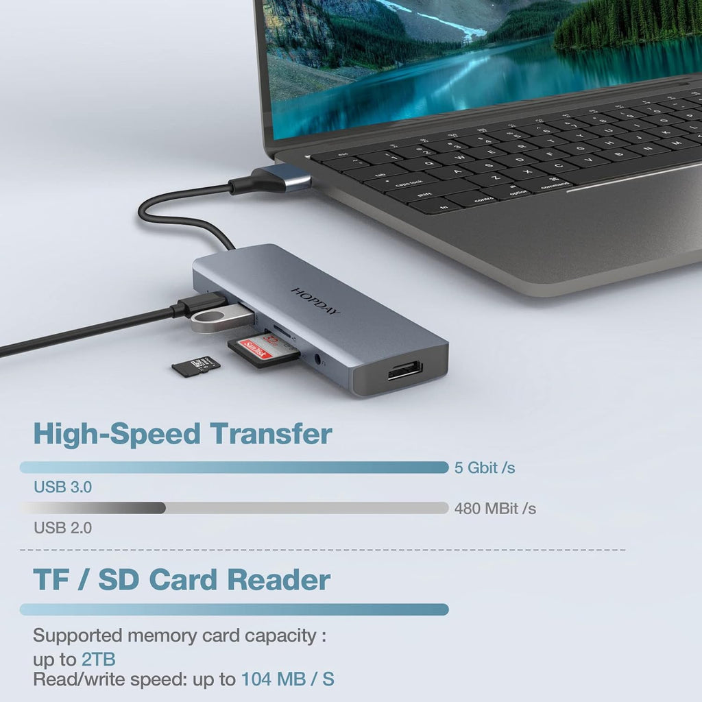 9 in 2 USB C Hub with 4K HDMI, 100W PD, USB 3.0, SD/TF Card Reader, 3.5mm Audio N79595