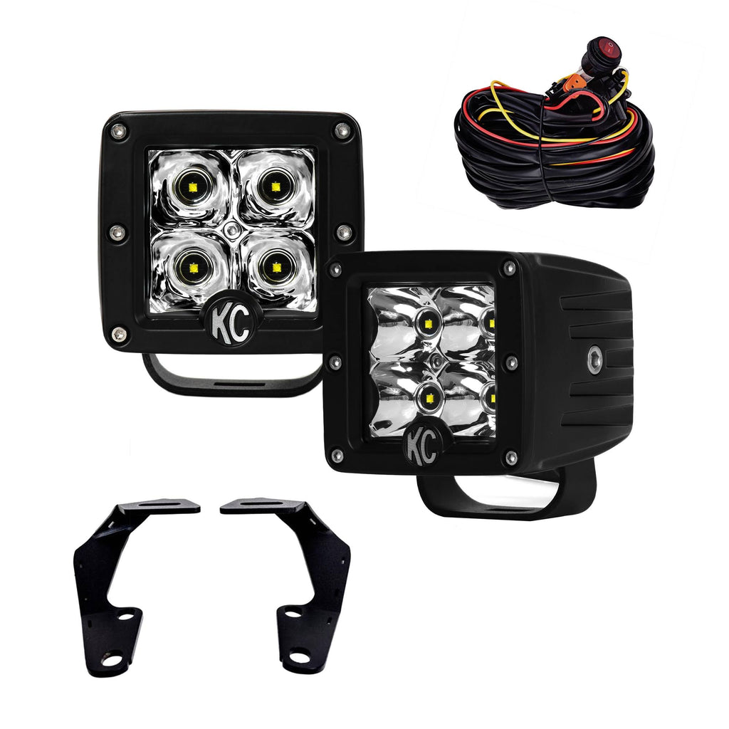 10-19 Toyota 4Runner Pillar/Ditch Mount Light Kit w/3in. C3 LED Spot Beam Lights Y1267