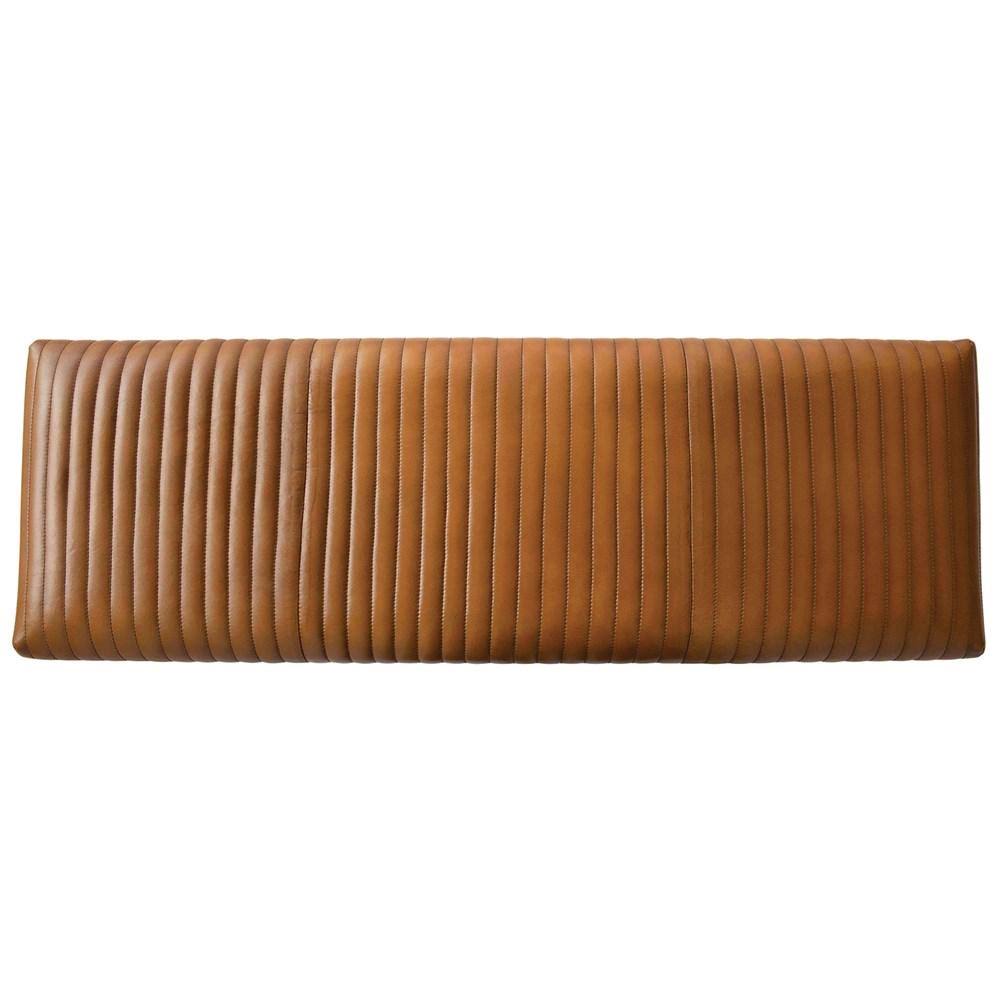 Mango Wood Goat Leather Bench S489