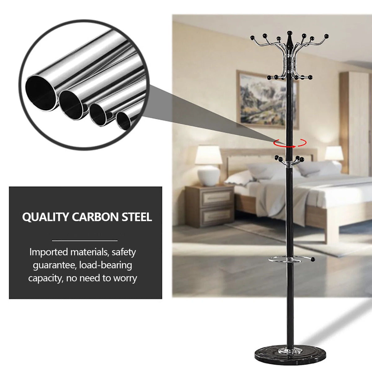Metal Coat Rack with Umbrella Holder F12781