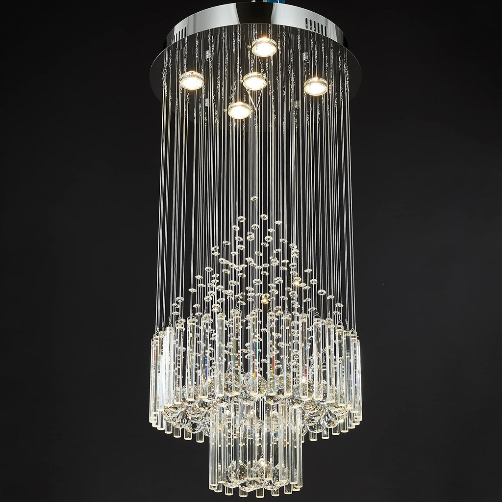 Crystal Raindrop 5-Lights Flush Mount Chandelier D666