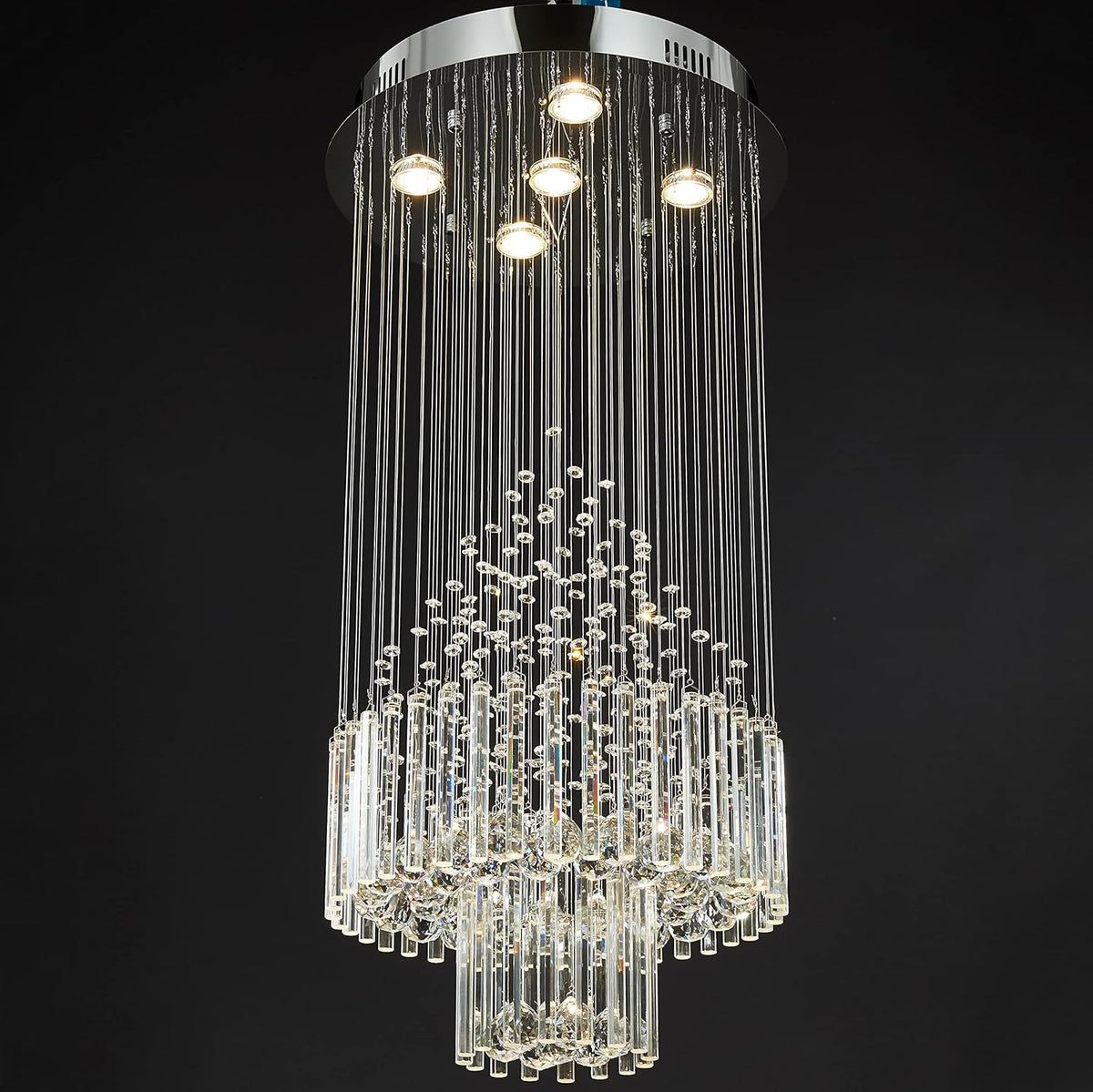 Crystal Raindrop 5-Lights Flush Mount Chandelier D666