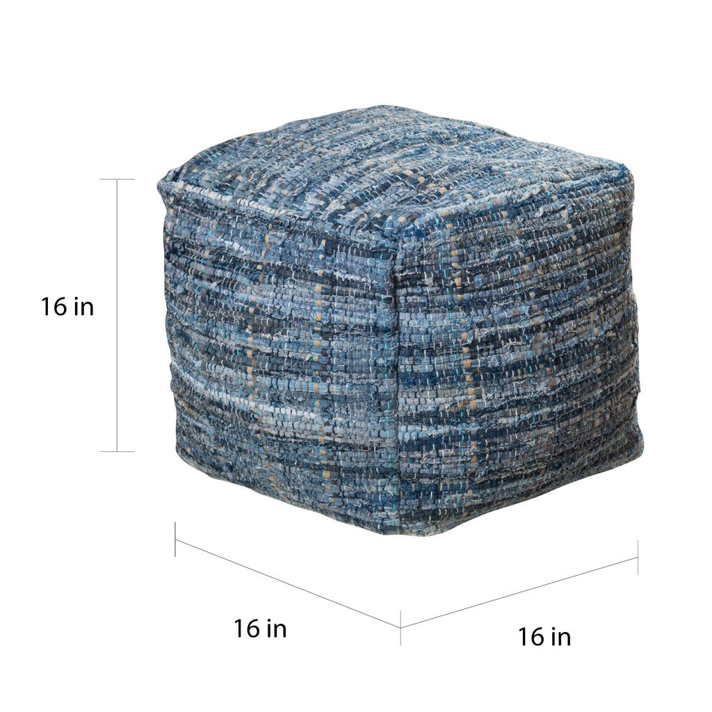 Blue Fabric Pouf Ottoman B354944