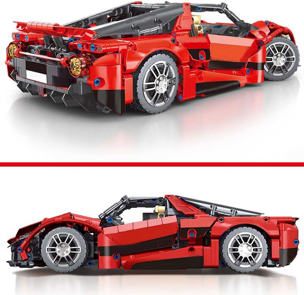 Red Sport Car MOC Building Blocks Construction Toy, 1:14 Scale Model Cars Set (1238 Pcs) Pack of 2 J333135