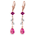 3.97 Carat 14k Solid Rose Gold Chandelier Earrings Diamond Pink Topaz I170150