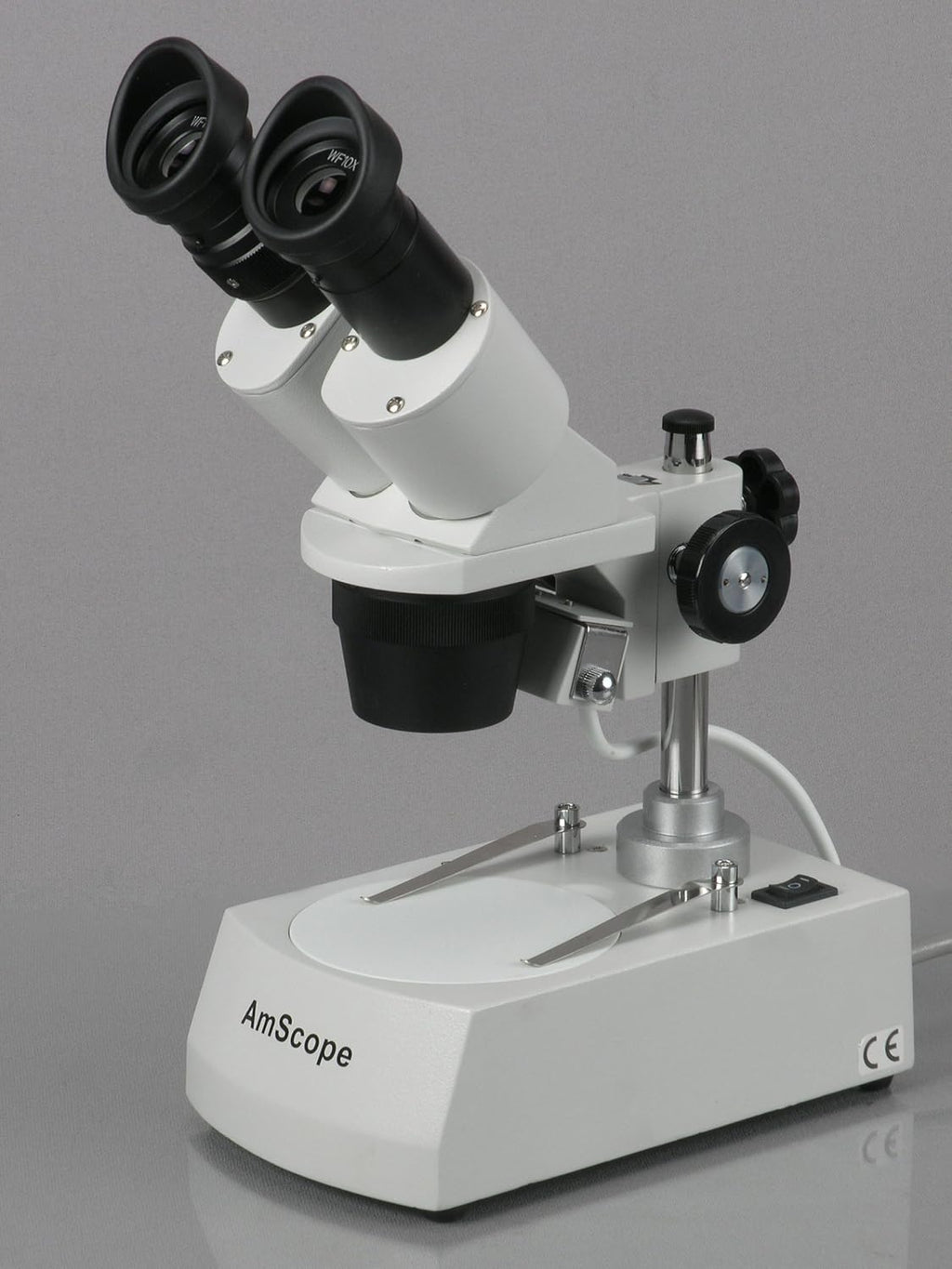 Binocular Stereo Microscope, 10X-80X Magnification, WF10x and WF20x Eyepieces, 2X and 4X Objectives, Halogen Light Source, Pillar Stand G99546