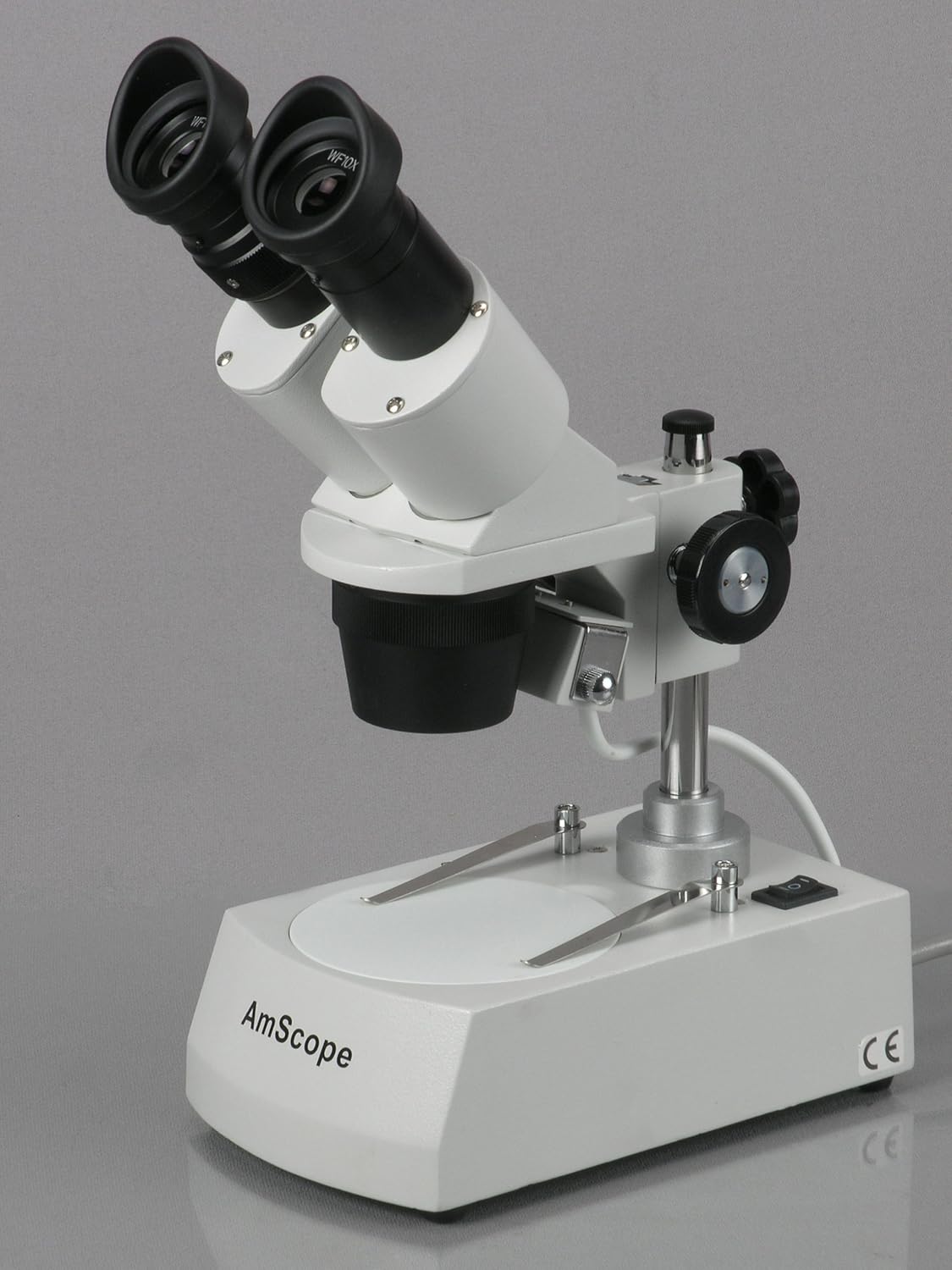 Binocular Stereo Microscope, 10X-80X Magnification, WF10x and WF20x Eyepieces, 2X and 4X Objectives, Halogen Light Source, Pillar Stand G99546