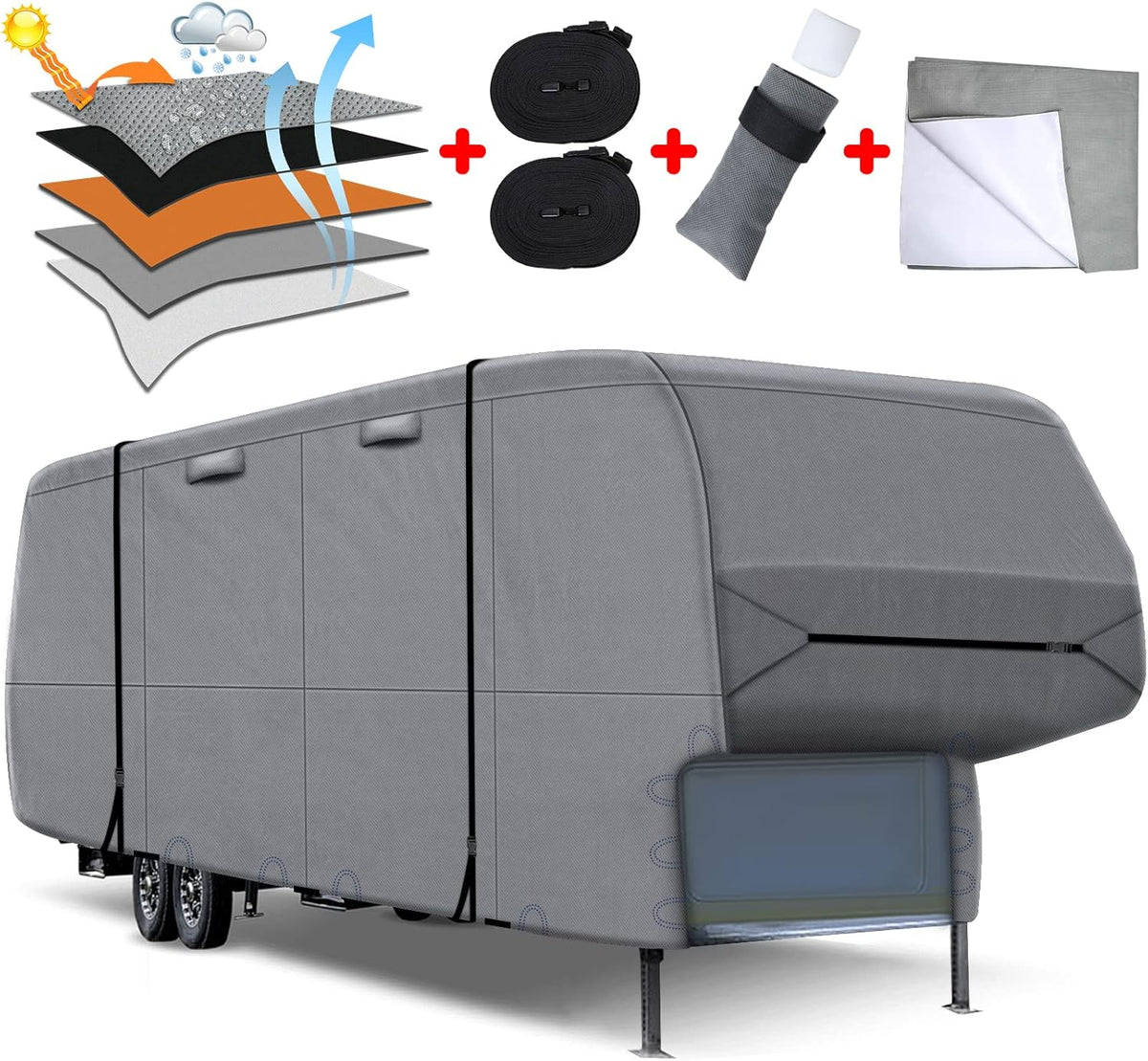 5 Layers 5th Wheel RV Cover Heavy Duty Camper Cover M4372