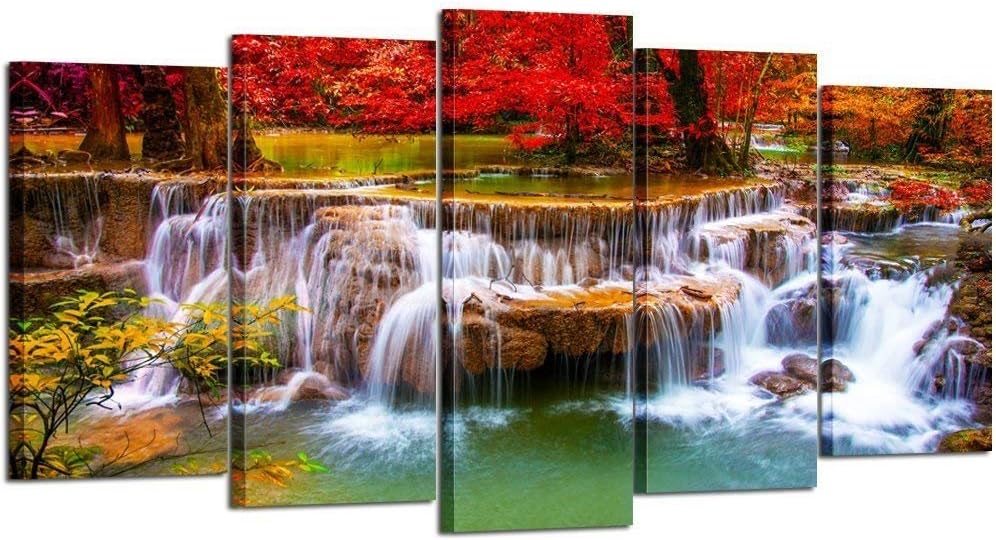 Green Dreamlike Waterfall Canvas Print Wall Art F998