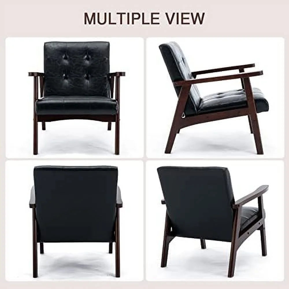 Orange Faux Leather Accent Chair with Solid Wood Frame H605