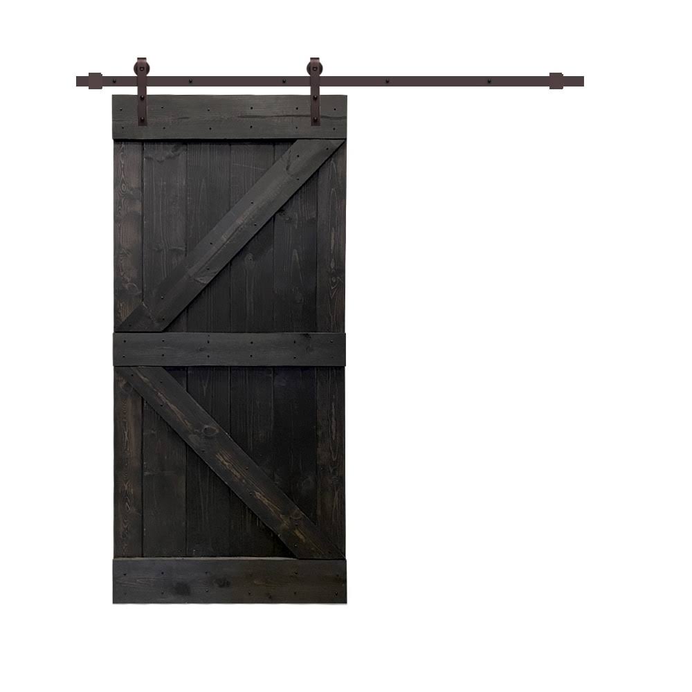Ocean Blue Stained Wood Interior Sliding Barn Door with Hardware Kit G9256