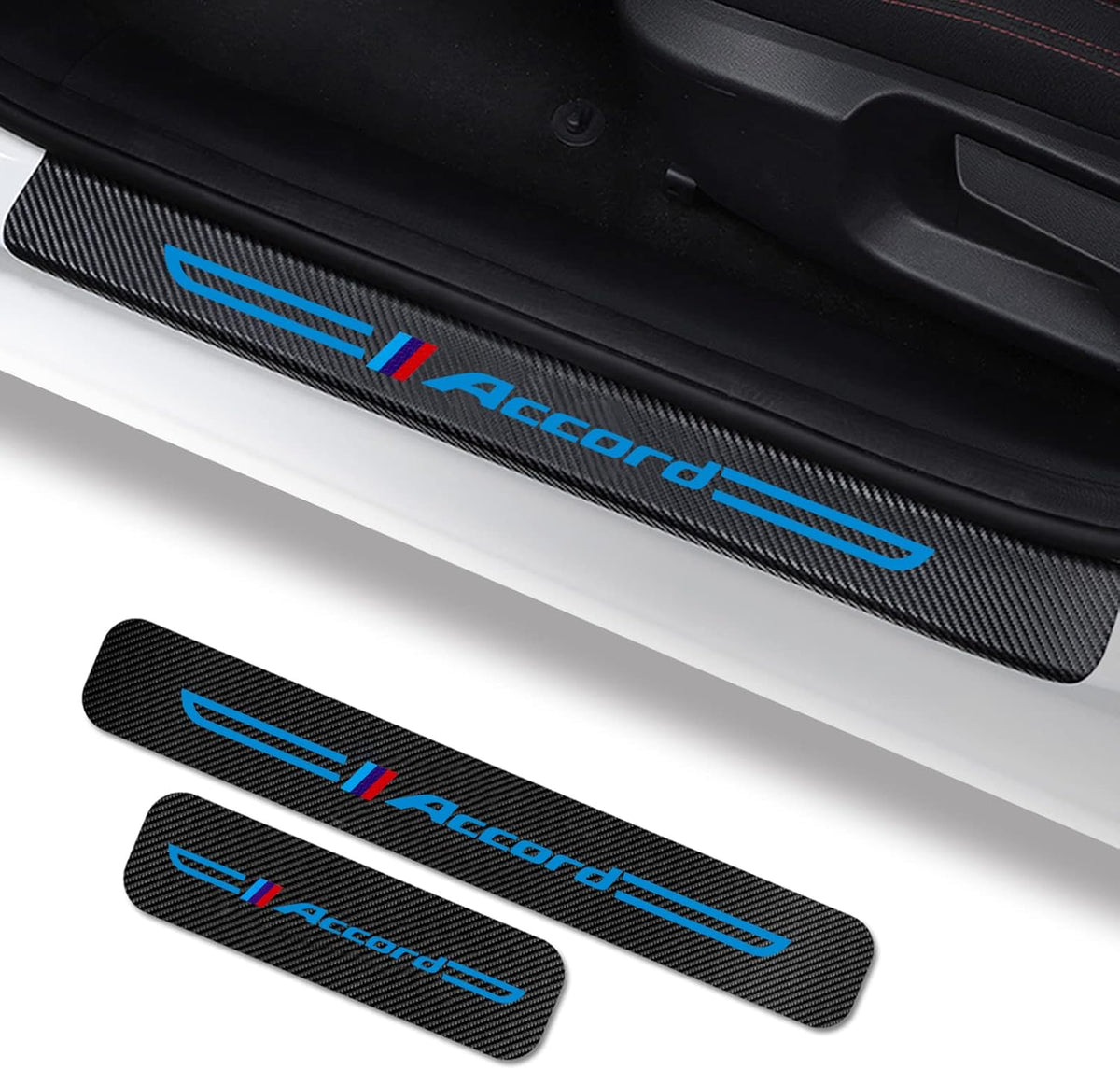 4PCS Carbon Fiber Leather Door Sill Protector Sticker L355215
