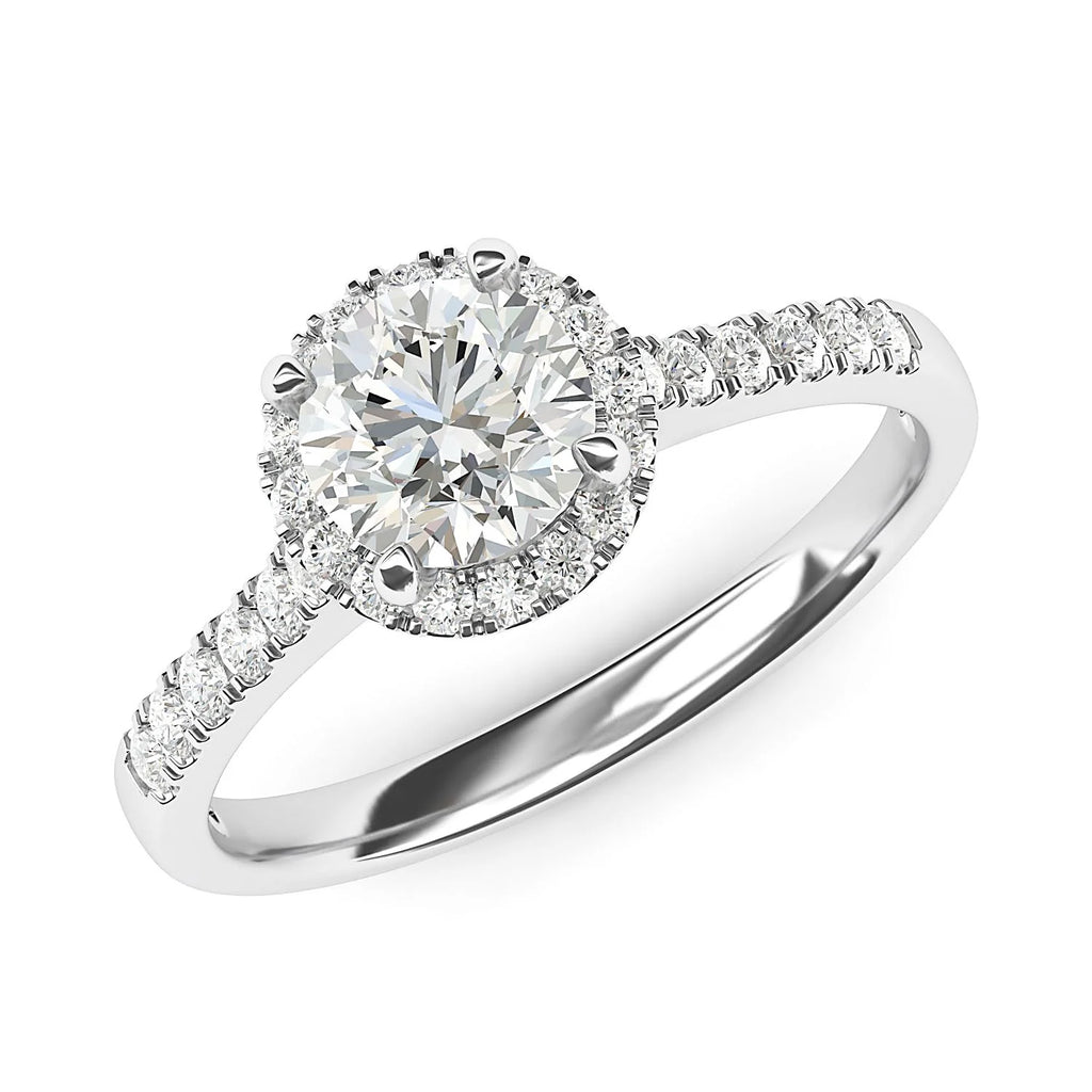 Simulated Diamond Halo Engagement Ring with Side Stones (4.5) H97016