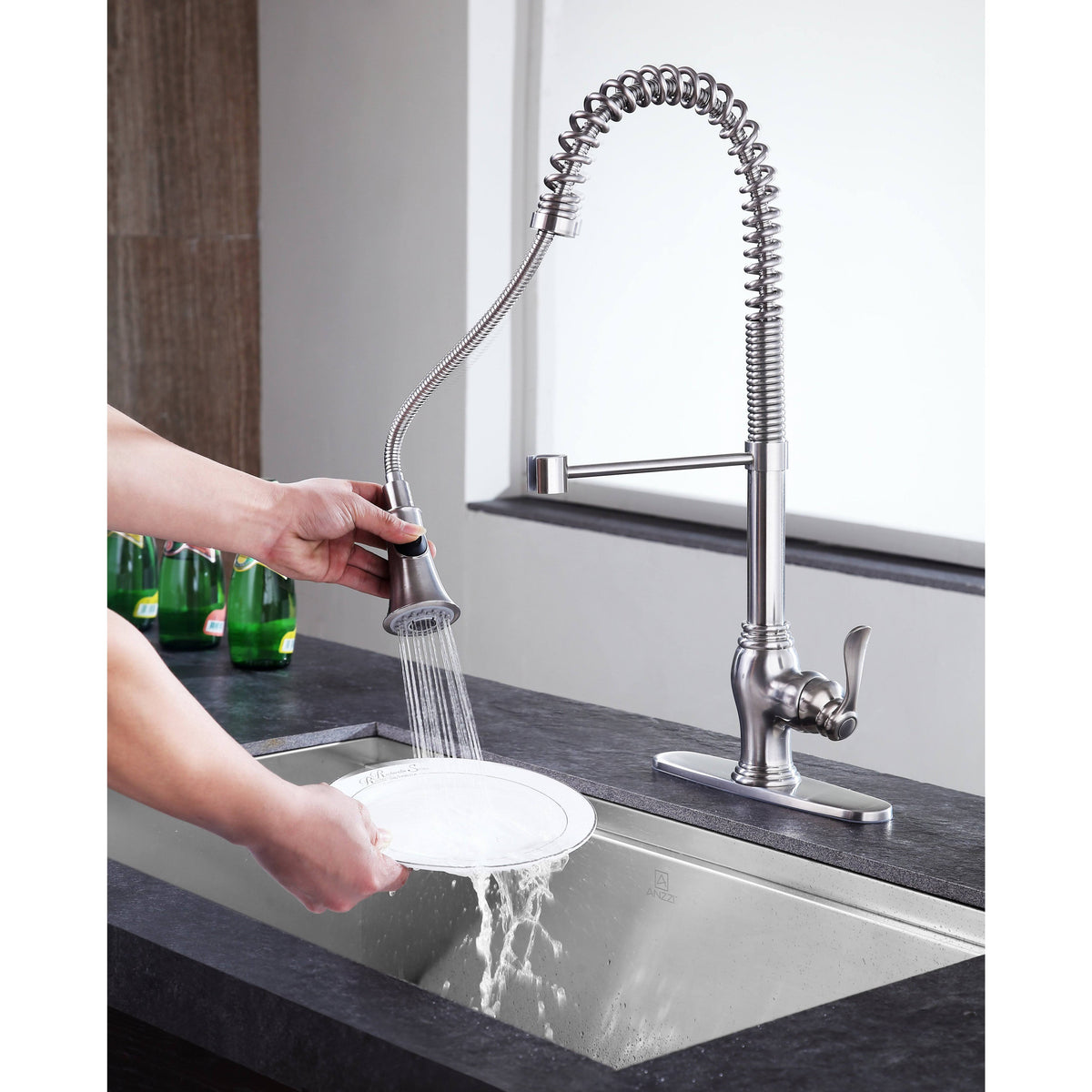 Brushed Nickel Single Handle Kitchen Faucet L15955