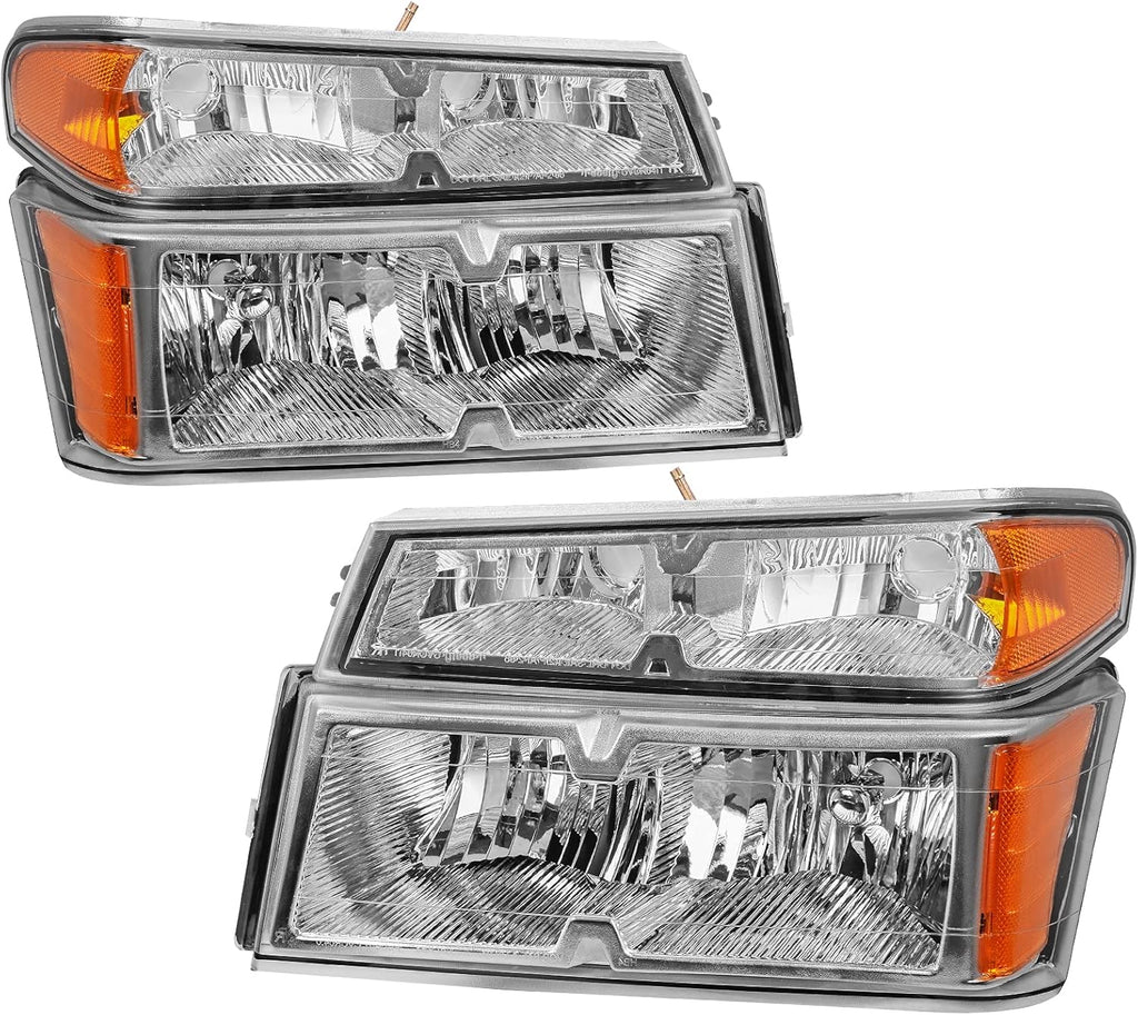 Chrome Housing Headlight Assembly with Amber Reflector and Bumper Lights U528