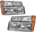Chrome Housing Headlight Assembly with Amber Reflector and Bumper Lights U528