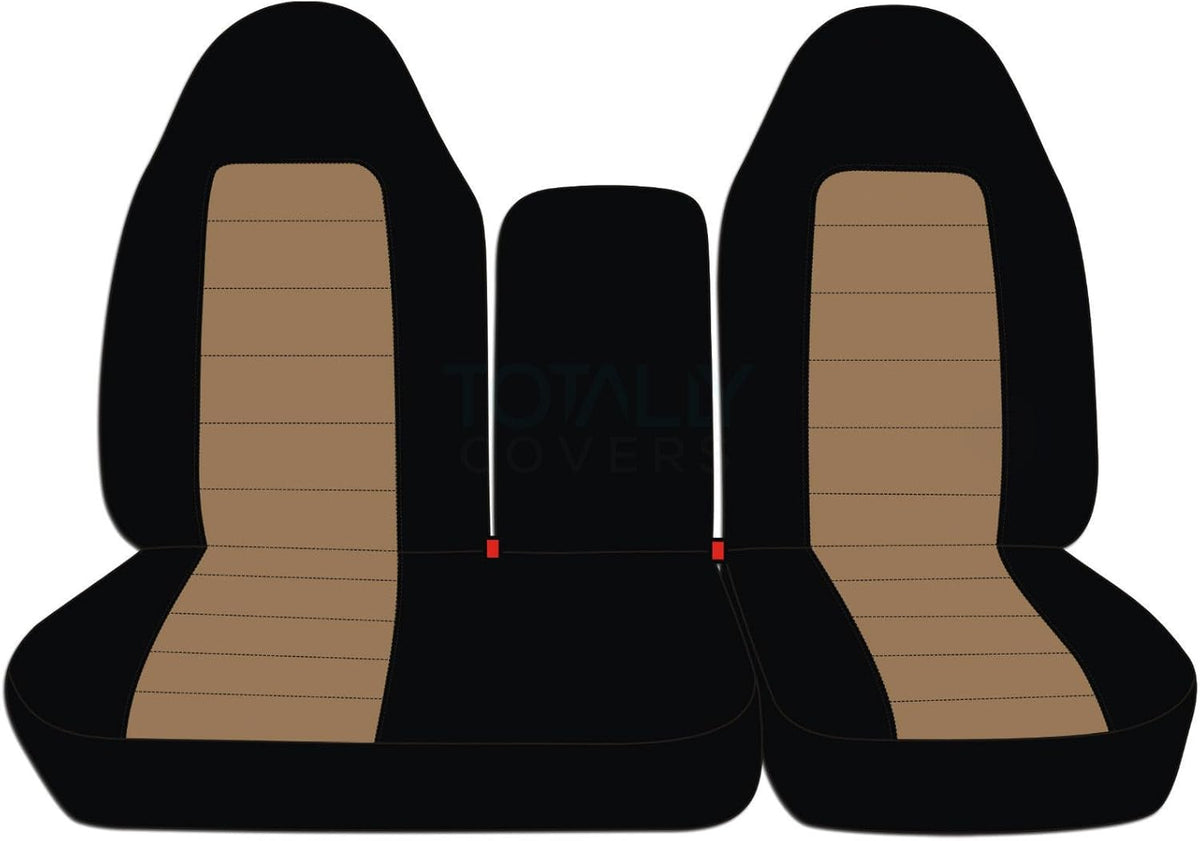 Black & Charcoal Two-Tone Front 40/60 Split Bench Truck Seat Covers R45530