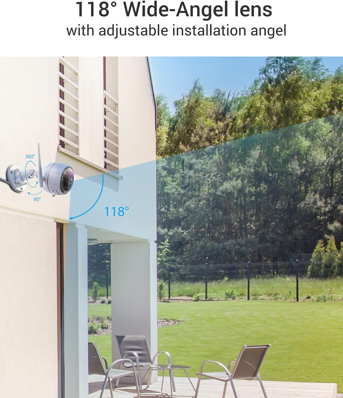 Outdoor Security Camera Turret WiFi 1080P, 100ft Night Vision, IP67 Weatherproof D1653