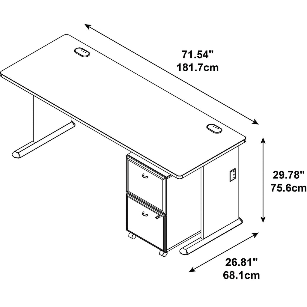Pewter Desk with 2 Drawer Mobile Pedestal T704