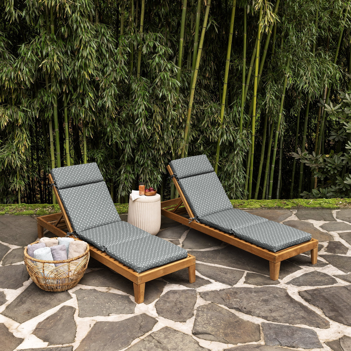 Outdoor Chaise Cushion 72 x 21, Stone Grey Dot S88867
