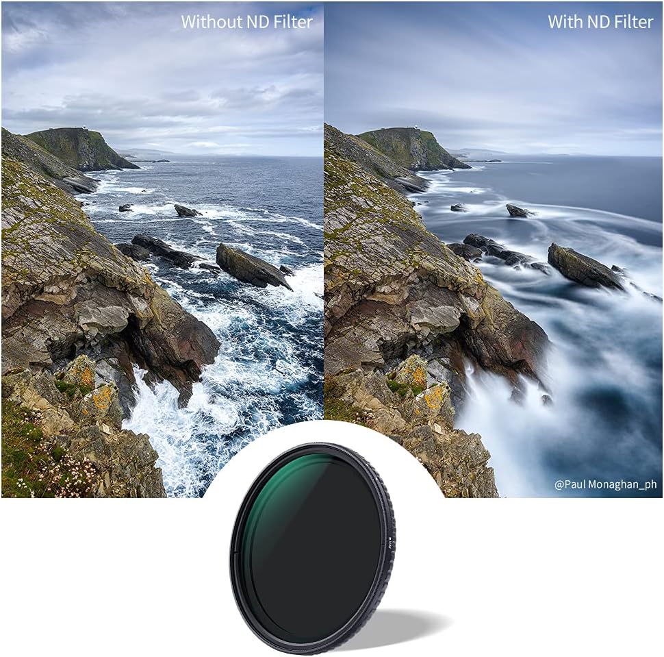67mm Variable ND Lens Filter & Filter Cap Kit (2 Pcs) Adjustable Neutral Density ND2-ND32 with TPU Filter Cap R3931