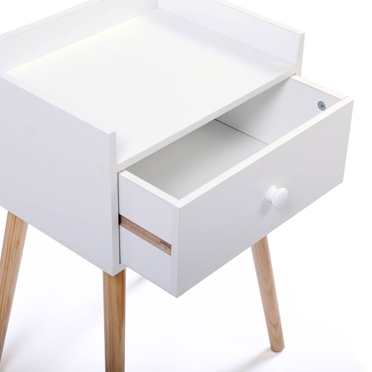 Set of 2 White Bedside Table with Drawer J754