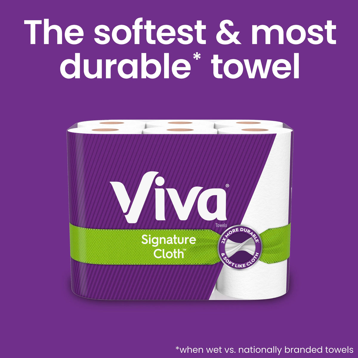 2 Triple Rolls Cloth Paper Towels V909