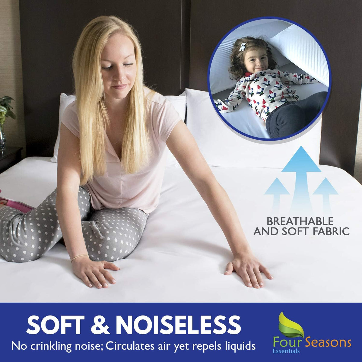 Queen Size Zippered Waterproof Cotton Terry Mattress Protector I97429