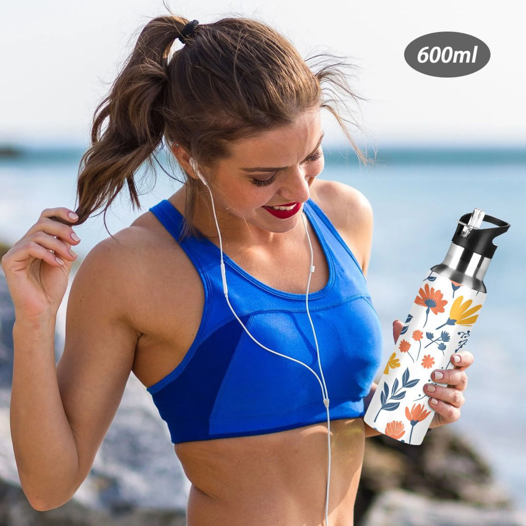20 oz Insulated Stainless Steel Water Bottle with Straw Lid D1171