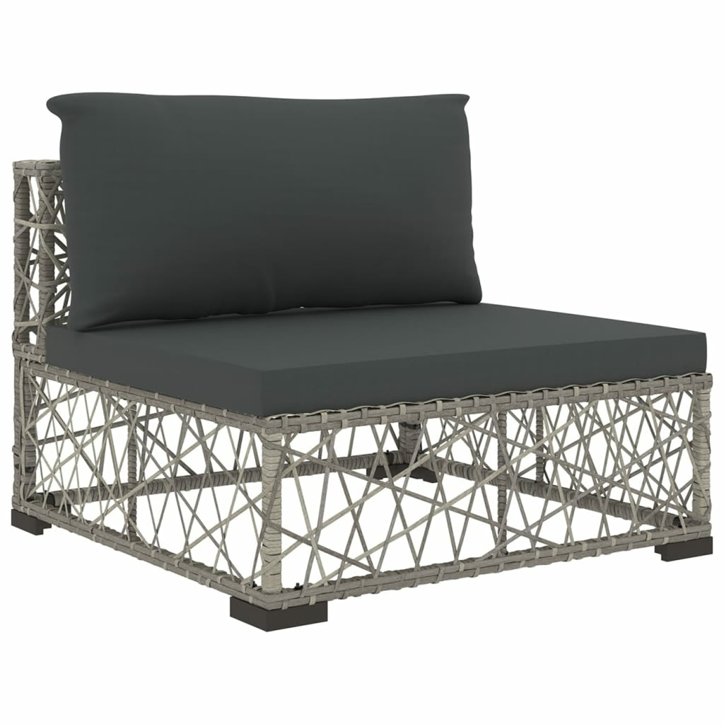 5 Piece Gray Poly Rattan Outdoor Sectional Sofa Set V758523