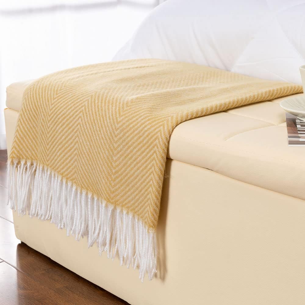 Navy Blue Herringbone Faux Cashmere Throw Blanket 50 x 60 Q45740